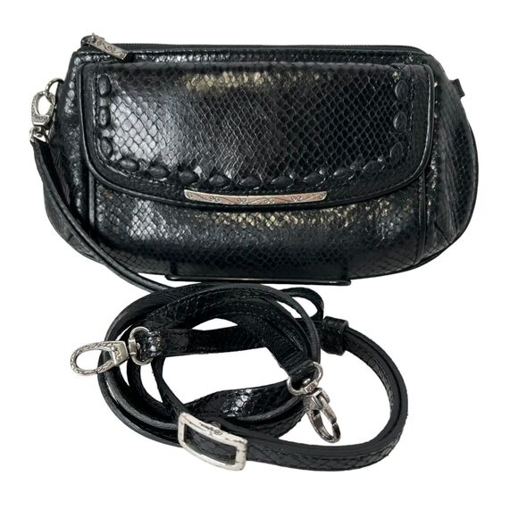 Brighton Women's Crossbody Wristlet Secret Of Life Black Leather Snake Python GC - Picture 10 of 12